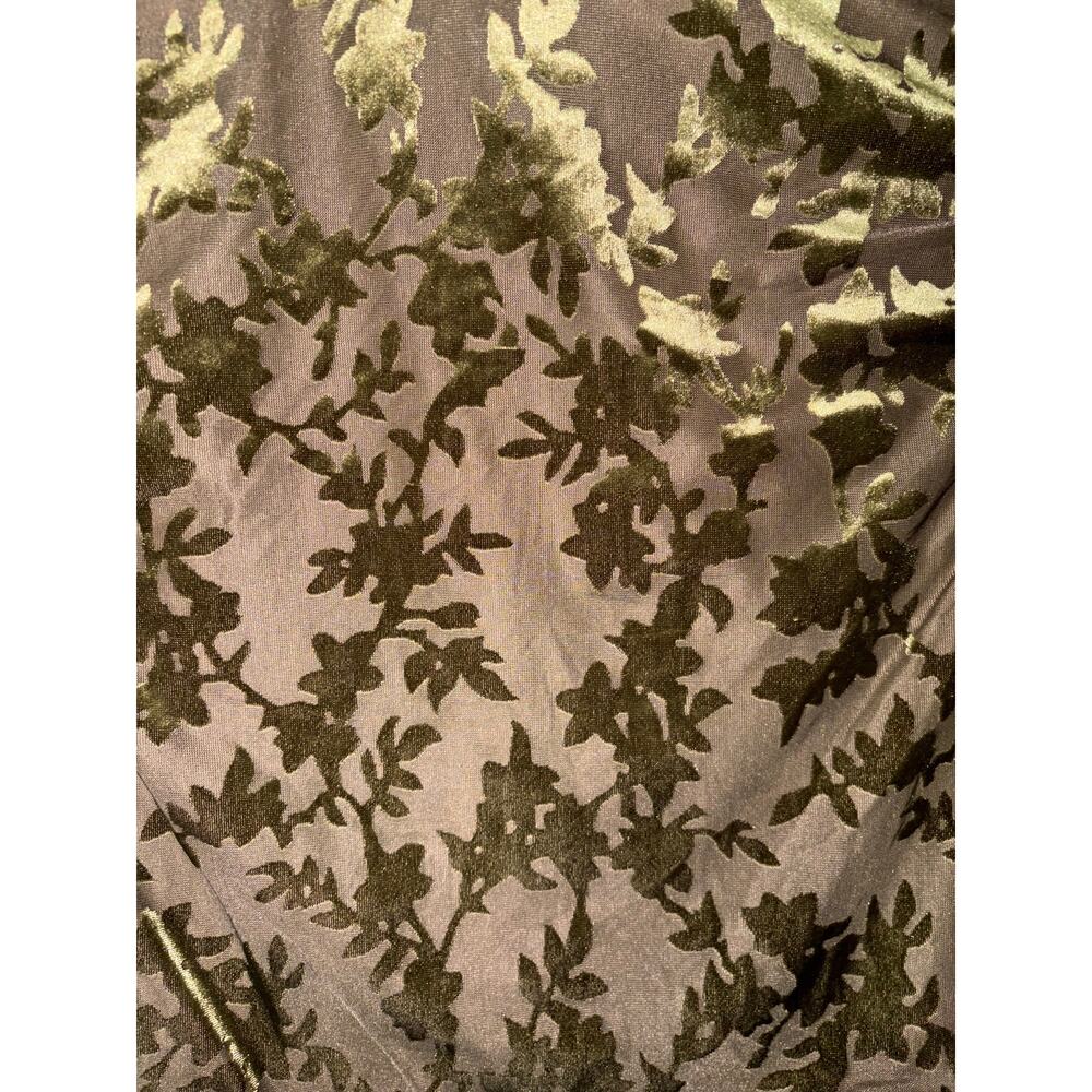 Belle Badgley Mischka Kendall Olive Velvet Burnout Ruched Midi Dress NWT Size 10 - Picture 9 of 9